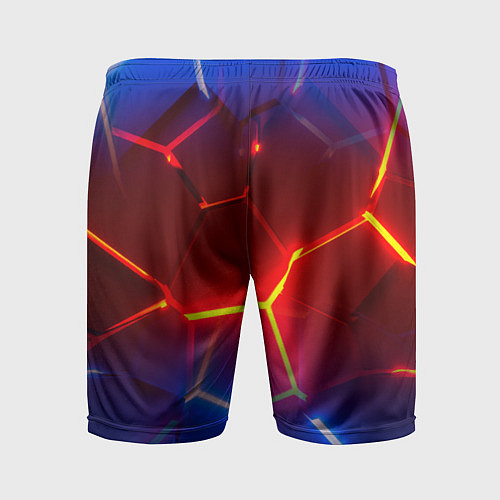 Мужские спортивные шорты Светящиеся лавой неоновые плиты в разломе / 3D-принт – фото 2
