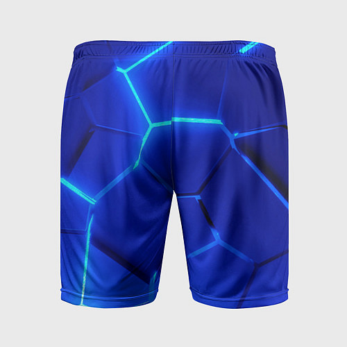 Мужские спортивные шорты Яркие синие неоновые плиты в разломе / 3D-принт – фото 2