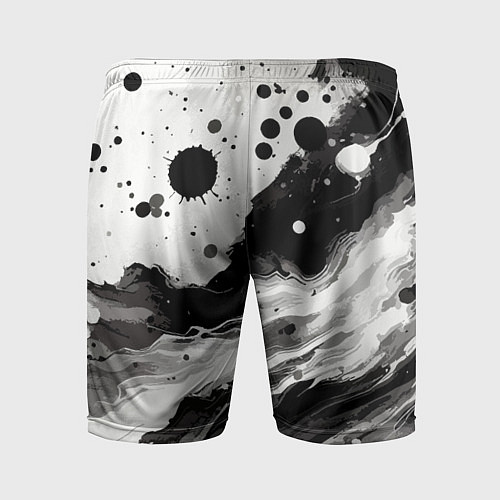 Мужские спортивные шорты Чёрно-белая абстракция - кляксы / 3D-принт – фото 2