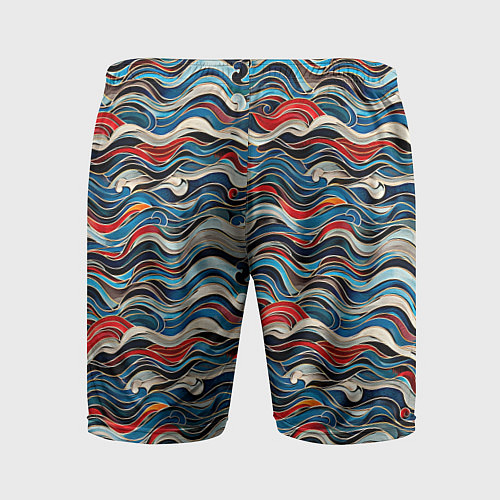 Мужские спортивные шорты Разноцветные абстрактные волны / 3D-принт – фото 2