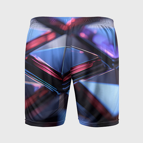 Мужские спортивные шорты Абстрактные фиолетовые плиты со свечением / 3D-принт – фото 2