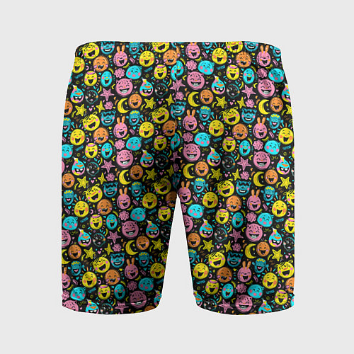 Мужские спортивные шорты Разноцветные забавные монстрики-эмодзи паттерн / 3D-принт – фото 2