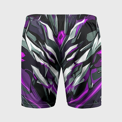 Мужские спортивные шорты Хаотичная фиолетово-белая абстракция / 3D-принт – фото 2