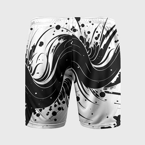 Мужские спортивные шорты Чёрно-белая абстракция нейросеть / 3D-принт – фото 2