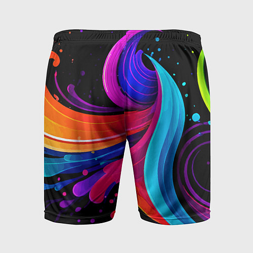 Мужские спортивные шорты Неоновая красочная абстракция - нейросеть / 3D-принт – фото 2