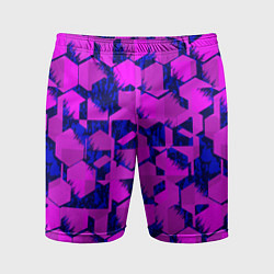 Шорты спортивные мужские Абстракция темно фиолетовый геометрический фон, цвет: 3D-принт