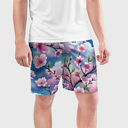 Шорты спортивные мужские Облака цветов сакуры, цвет: 3D-принт — фото 2
