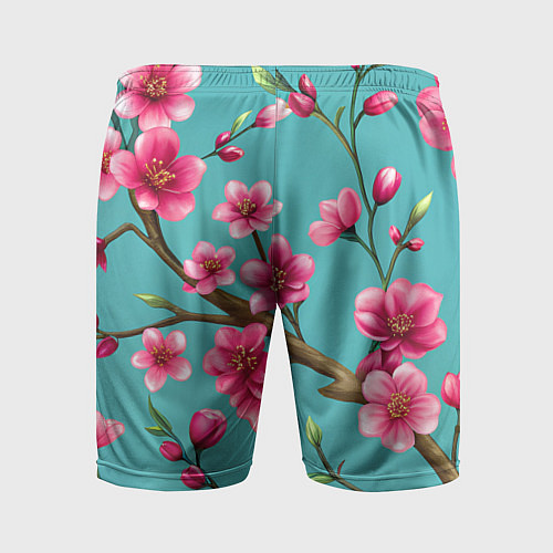 Мужские спортивные шорты Ветка розовой сакуры / 3D-принт – фото 2