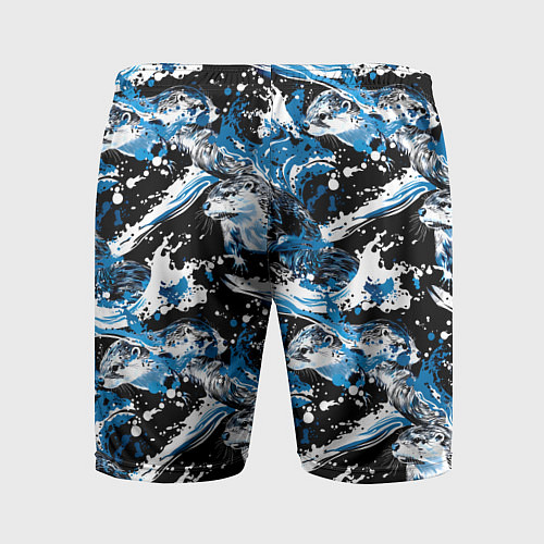 Мужские спортивные шорты Выдры в речке на волнах - паттерн / 3D-принт – фото 2