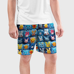 Шорты спортивные мужские Пэчворк с кроликами, цвет: 3D-принт — фото 2