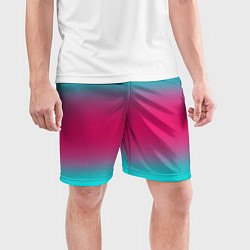 Шорты спортивные мужские Градиент текстура неон, цвет: 3D-принт — фото 2