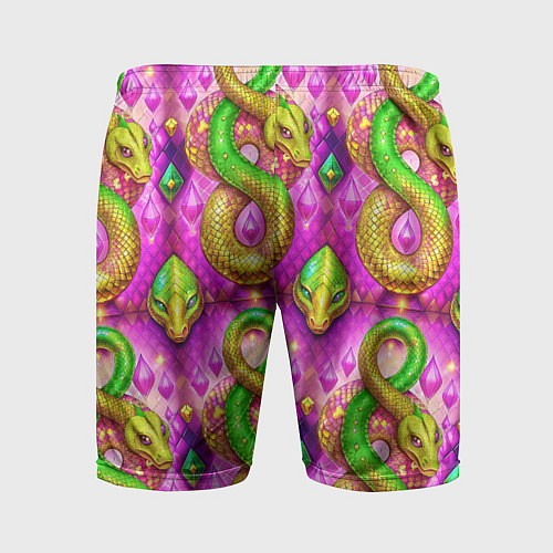 Мужские спортивные шорты Желто-зеленые змеи паттерн / 3D-принт – фото 2