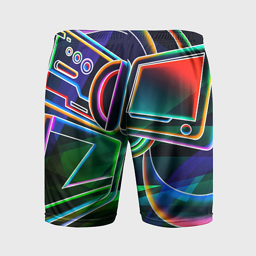 Мужские спортивные шорты Неоновая психоделика геймер / 3D-принт – фото 2