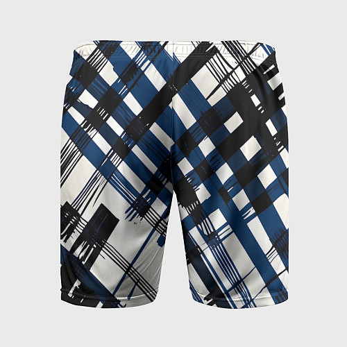 Мужские спортивные шорты Косая клетка бело-синяя / 3D-принт – фото 2