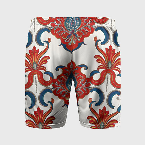 Мужские спортивные шорты Узор красно-синий на белом фоне / 3D-принт – фото 2