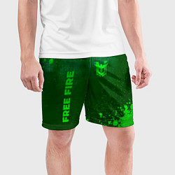 Шорты спортивные мужские Free Fire - green gradient вертикально, цвет: 3D-принт — фото 2