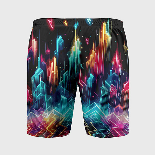 Мужские спортивные шорты Neon fantastic metropolis - vaporwave / 3D-принт – фото 2