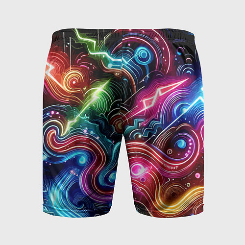 Мужские спортивные шорты Красочная неоновая абстракция - нейроарт / 3D-принт – фото 2