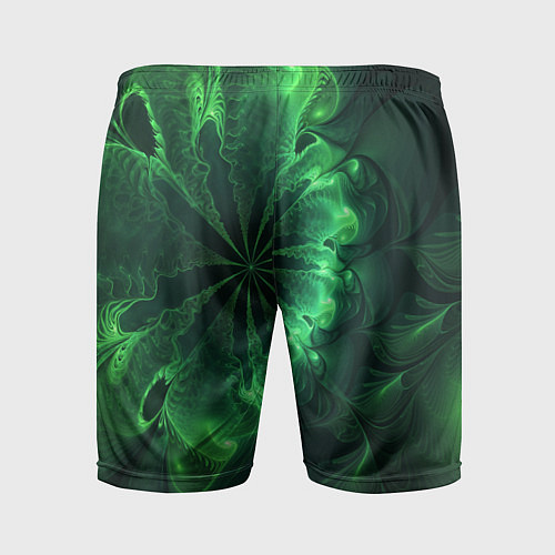 Мужские спортивные шорты Оптический зелёный фрактал / 3D-принт – фото 2