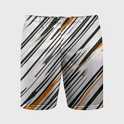 Мужские спортивные шорты Диагональные чёрно-жёлтые полосы на белом фоне