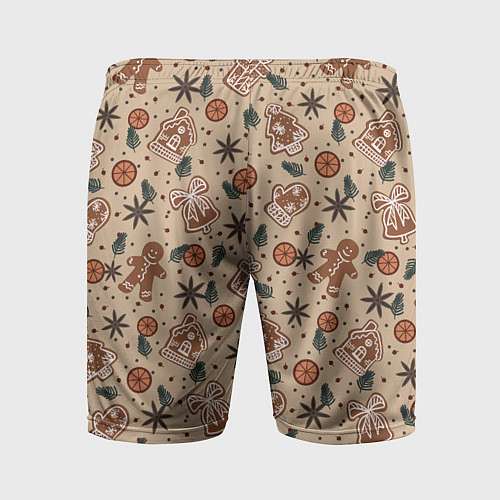 Мужские спортивные шорты Узор с пряниками и специями для глинтвейна / 3D-принт – фото 2