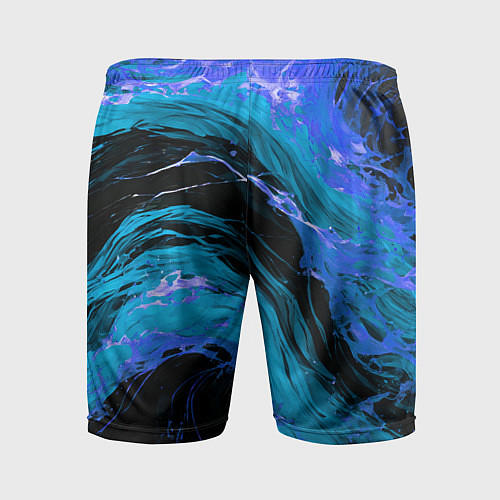 Мужские спортивные шорты Синие брызги на чёрном фоне / 3D-принт – фото 2