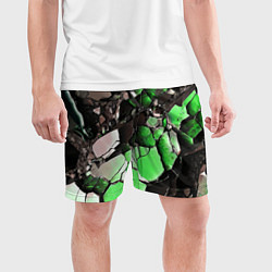 Шорты спортивные мужские Чёрно-зелёный камень, цвет: 3D-принт — фото 2