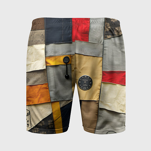Мужские спортивные шорты Ретро пэчворк / 3D-принт – фото 2