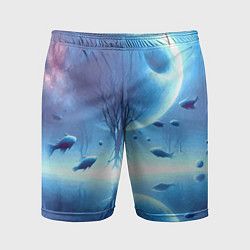 Мужские спортивные шорты Луна и рыбы - нейроарт фантазия