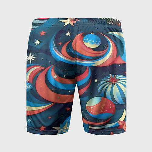 Мужские спортивные шорты Абстракция ёлочных игрушек / 3D-принт – фото 2