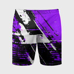 Шорты спортивные мужские Diagonal black and white stripes on a purple backg, цвет: 3D-принт