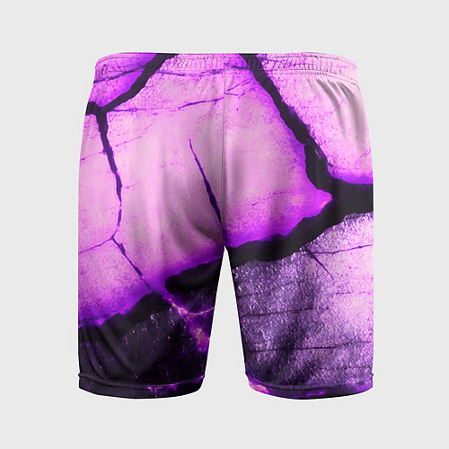 Мужские спортивные шорты Трещины на абстрактном фиолетовом фоне / 3D-принт – фото 2