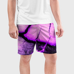 Шорты спортивные мужские Трещины на абстрактном фиолетовом фоне, цвет: 3D-принт — фото 2