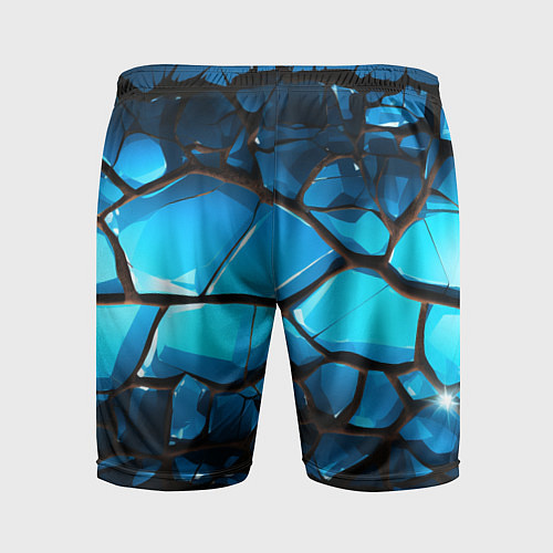 Мужские спортивные шорты Синяя текстура объемных плит / 3D-принт – фото 2