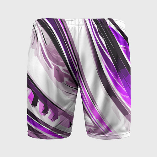 Мужские спортивные шорты Волнистая бело-фиолетовая абстракция / 3D-принт – фото 2