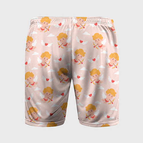Мужские спортивные шорты Паттерн с милыми купидонами и крылатыми сердечками / 3D-принт – фото 2