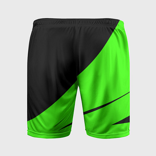 Мужские спортивные шорты Чёрный с зелёным двуцветный / 3D-принт – фото 2