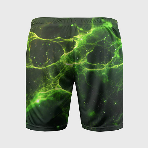 Мужские спортивные шорты Зеленые волокна текстура / 3D-принт – фото 2