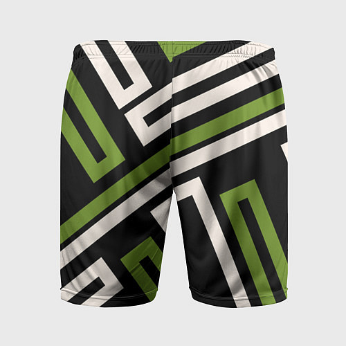 Мужские спортивные шорты Прямоугольники по диагонали-зеленый, черный / 3D-принт – фото 2