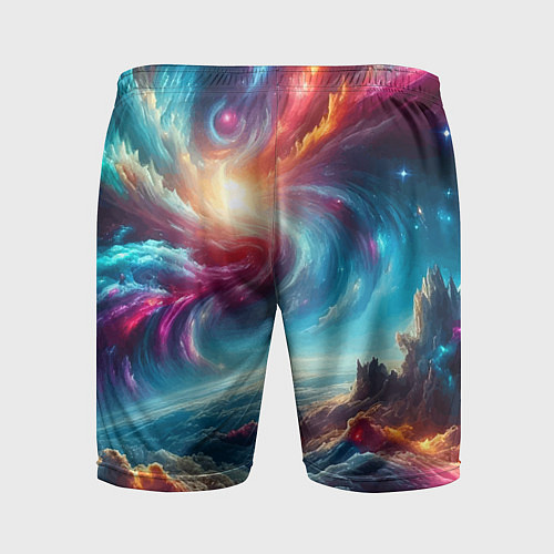Мужские спортивные шорты Fantastic neon space landscape - ai art fantasy / 3D-принт – фото 2