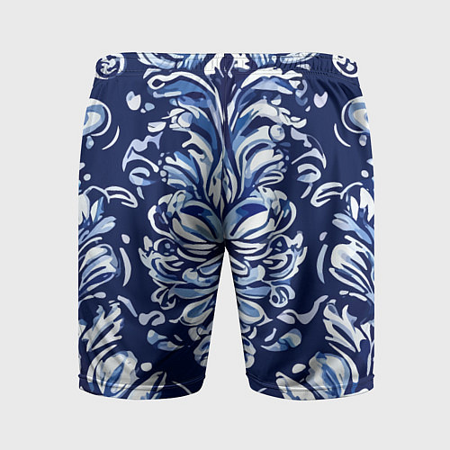 Мужские спортивные шорты Гжель русский орнамент королевский синий / 3D-принт – фото 2