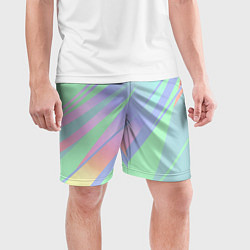 Шорты спортивные мужские Светлый зелёный мятный с полосами градиент, цвет: 3D-принт — фото 2