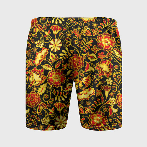 Мужские спортивные шорты Цветочный золотой узор / 3D-принт – фото 2