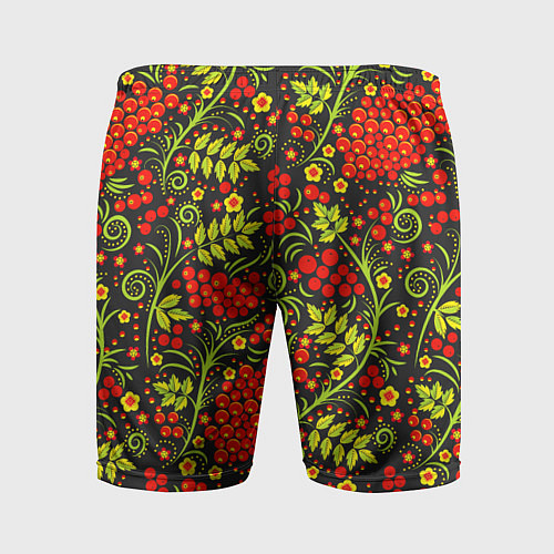 Мужские спортивные шорты Красная рябина хохлома / 3D-принт – фото 2
