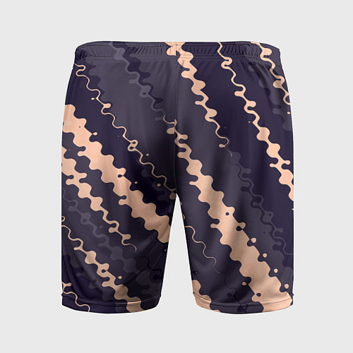 Мужские спортивные шорты Фиолетовый с бежевым искажённые полосы / 3D-принт – фото 2