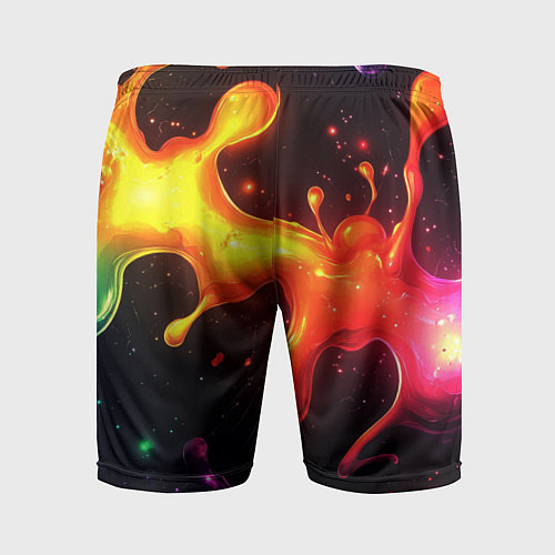 Мужские спортивные шорты Радужные кляксы на черном фоне / 3D-принт – фото 2