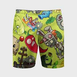 Шорты спортивные мужские Растения против зомби с героями, цвет: 3D-принт