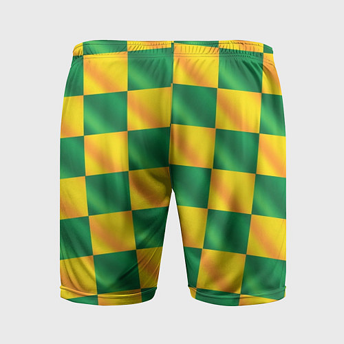 Мужские спортивные шорты Желтый и зеленый геометрический паттерн / 3D-принт – фото 2