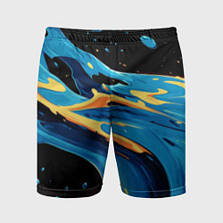 Шорты спортивные мужские Синяя волна из красок, цвет: 3D-принт