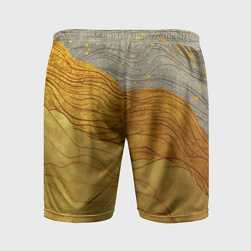 Мужские спортивные шорты Золотые волны на сером текстура / 3D-принт – фото 2